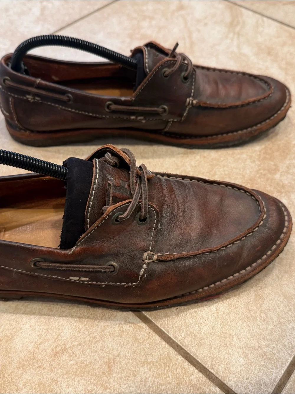 Frye Men's Dark Brown Leather Slip-On Moc Toe Boat Shoes